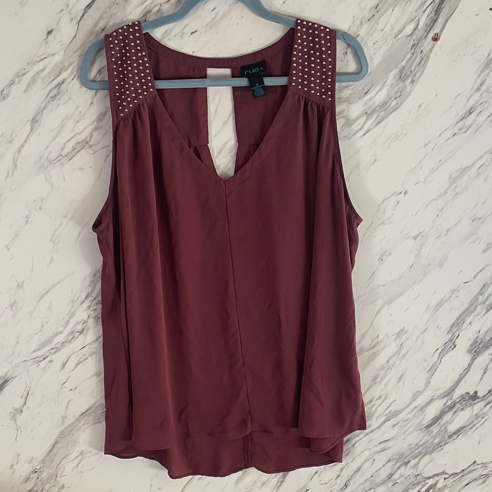 Rue21 Maroon Sleeveless Blouse with Studded Shoulders